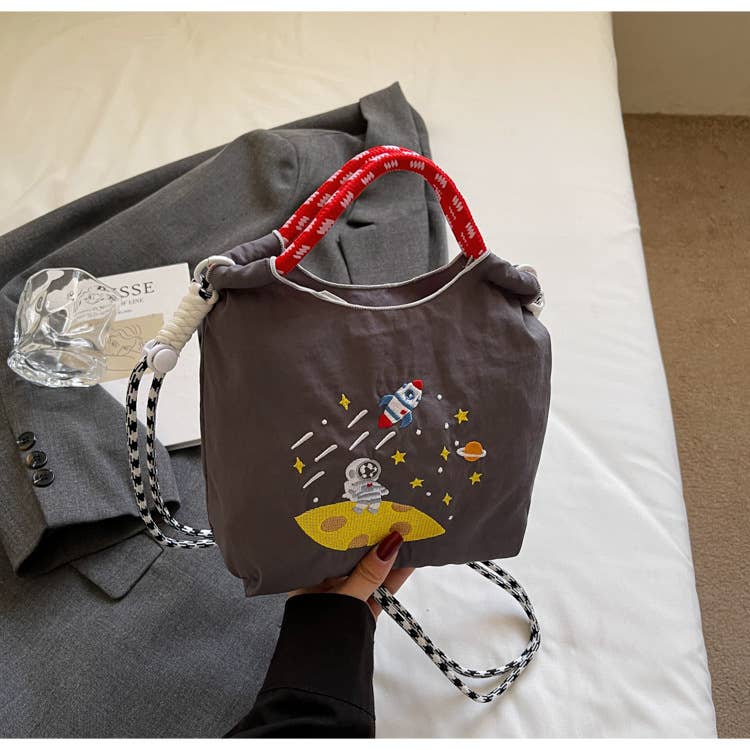 EmberLoom - Wholesale Tote bag – Women's - Space-Themed Pattern Tote Bag with Rope Handles