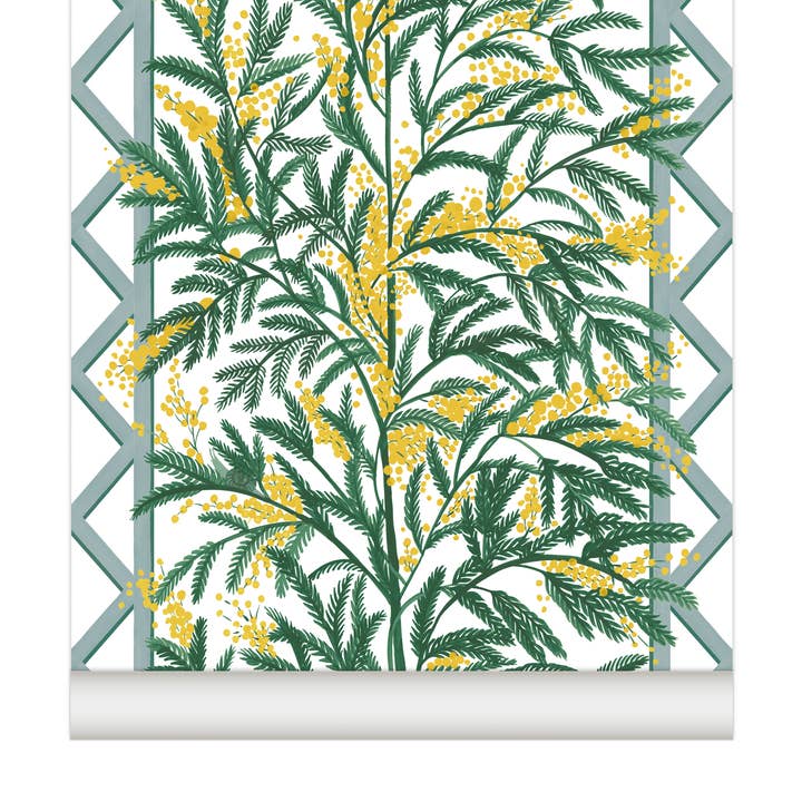 MIMOSAS wallpaper Celadon color for wholesale by Little Cabari