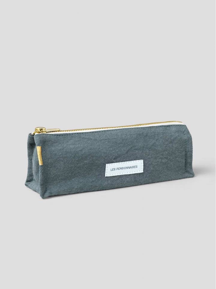 Organic Cotton Canvas Pencil Case Horizon Blue for wholesale by Les Pensionnaires
