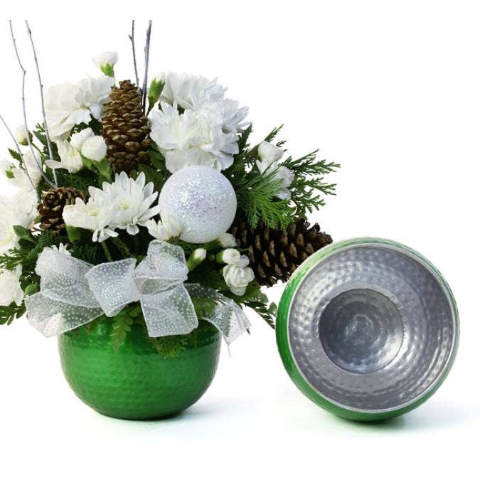 Buhi Imports - Wholesale Vase - Hammered Solid Iron Bubble Bowl Green1