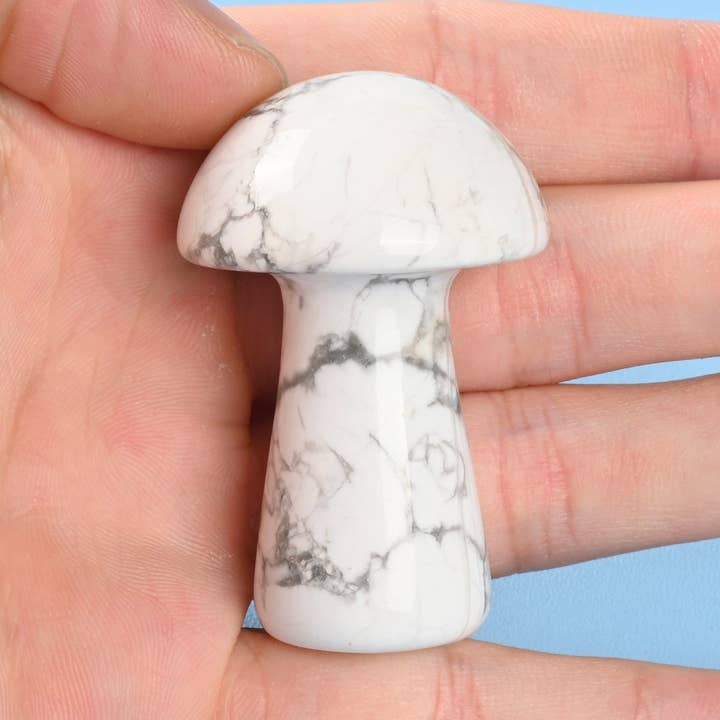 2" Natural howlite Mushroom Crystal Figurine for wholesale by ilovebeadsusa