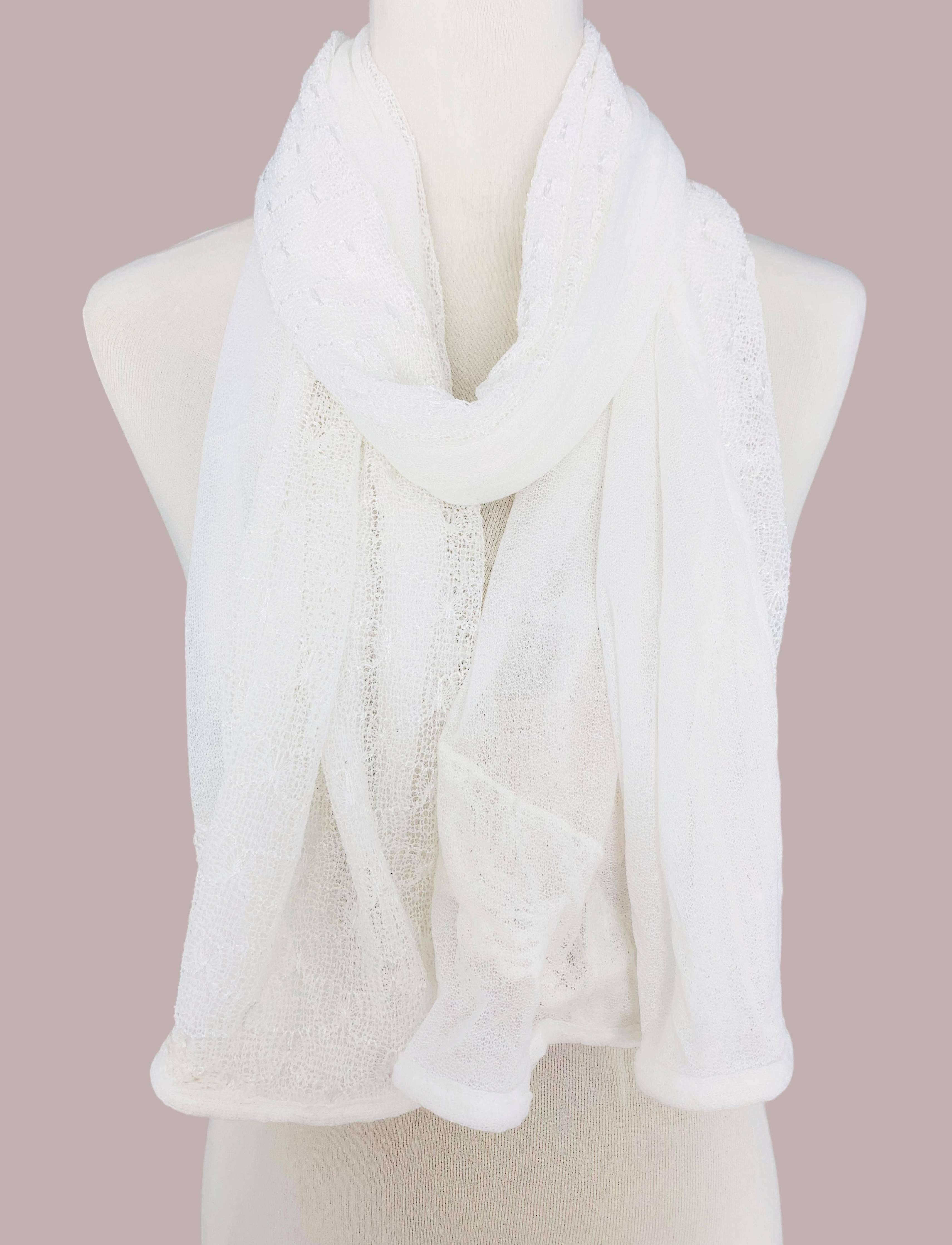 JC Sunny Fashion - Wholesale Scarf - Women's - JC23011 Sequin-Embellished Lace Scarf0