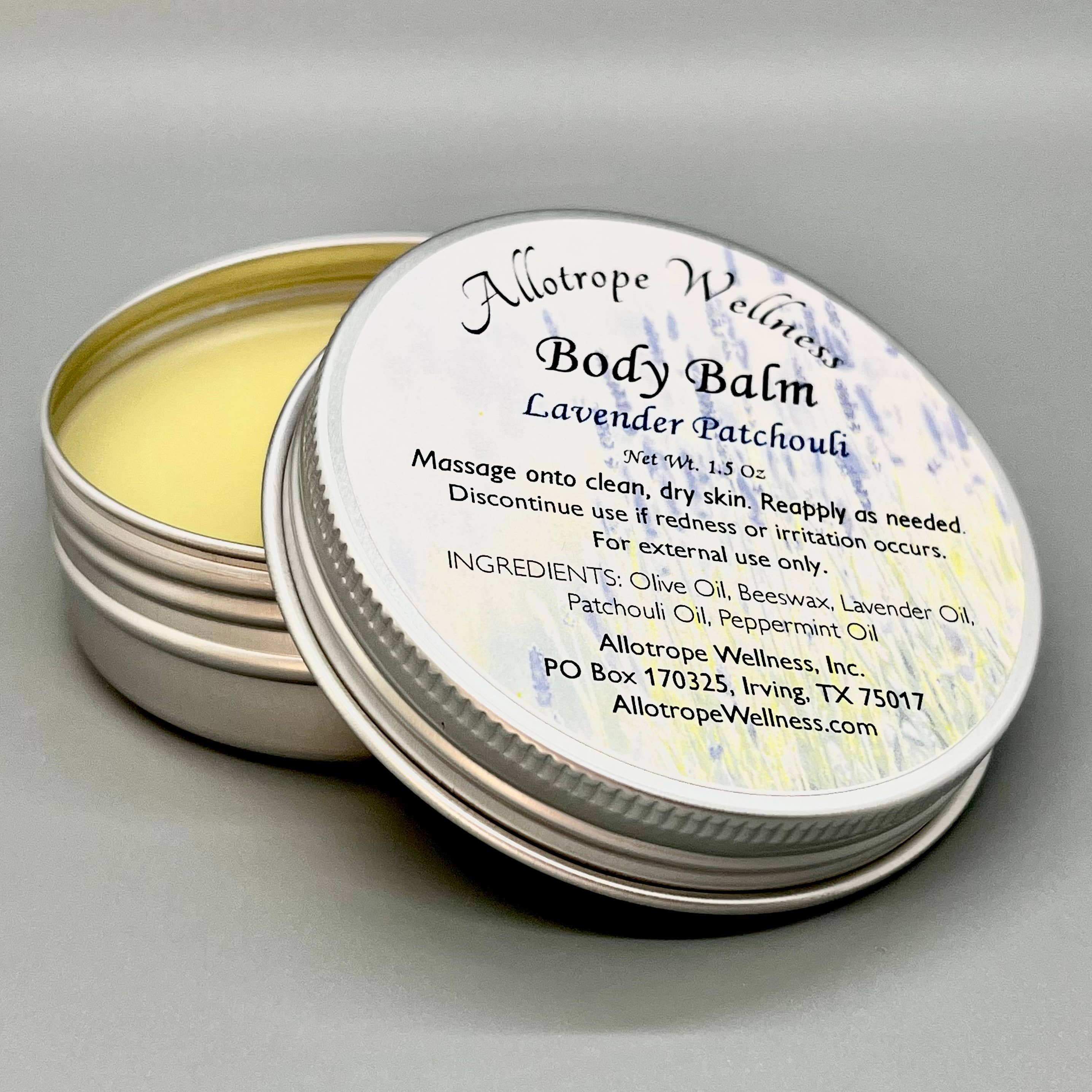 Allotrope Wellness, Inc. - Wholesale Body Balm/Butter - Body Balm, Lavender Patchouli, Natural Salve1