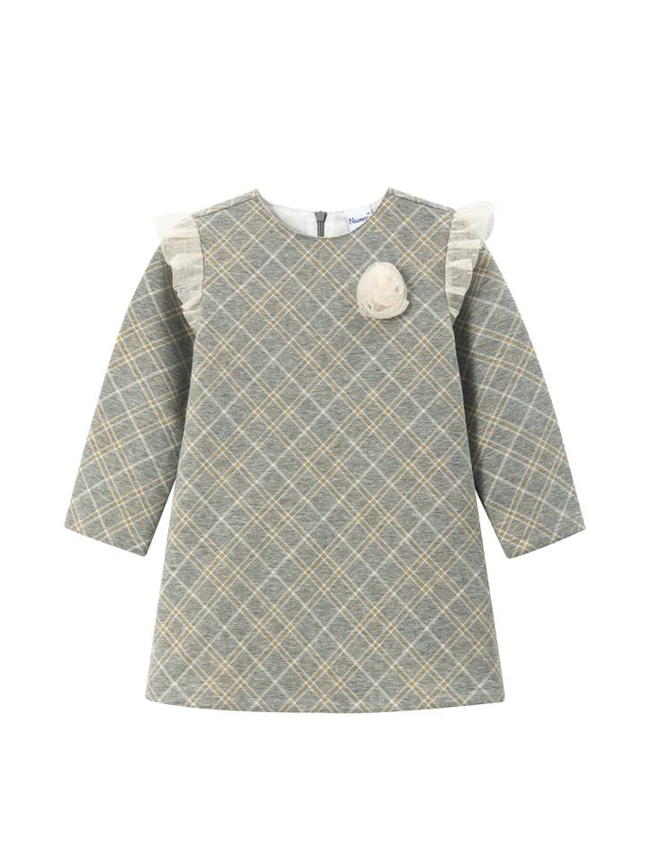 Groene Meisjesjurk met Gouden Ruiten voor wholesale door Newness Kids