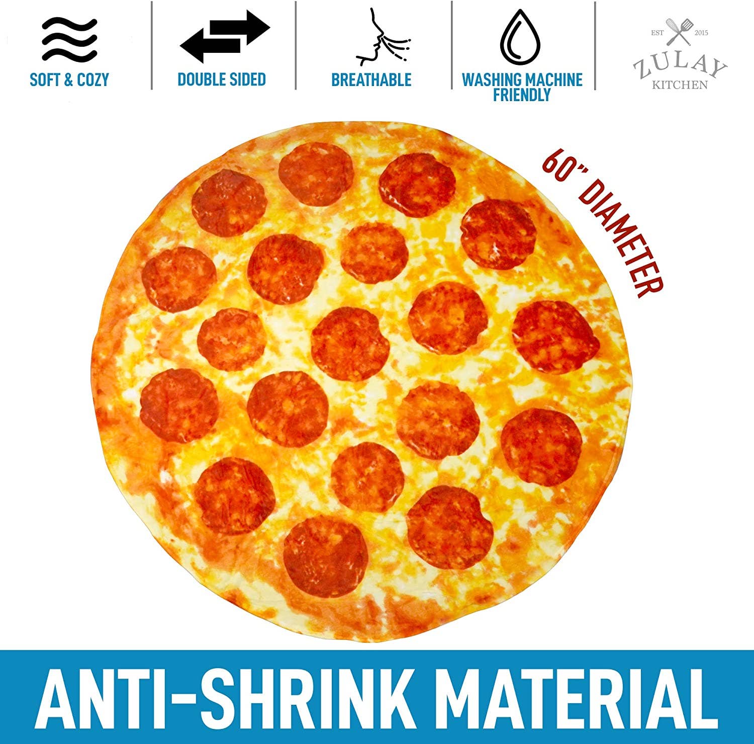 Zulay Kitchen - Wholesale Throw Blanket - Novelty Big Pizza Blanket - Premium Soft Flannel19