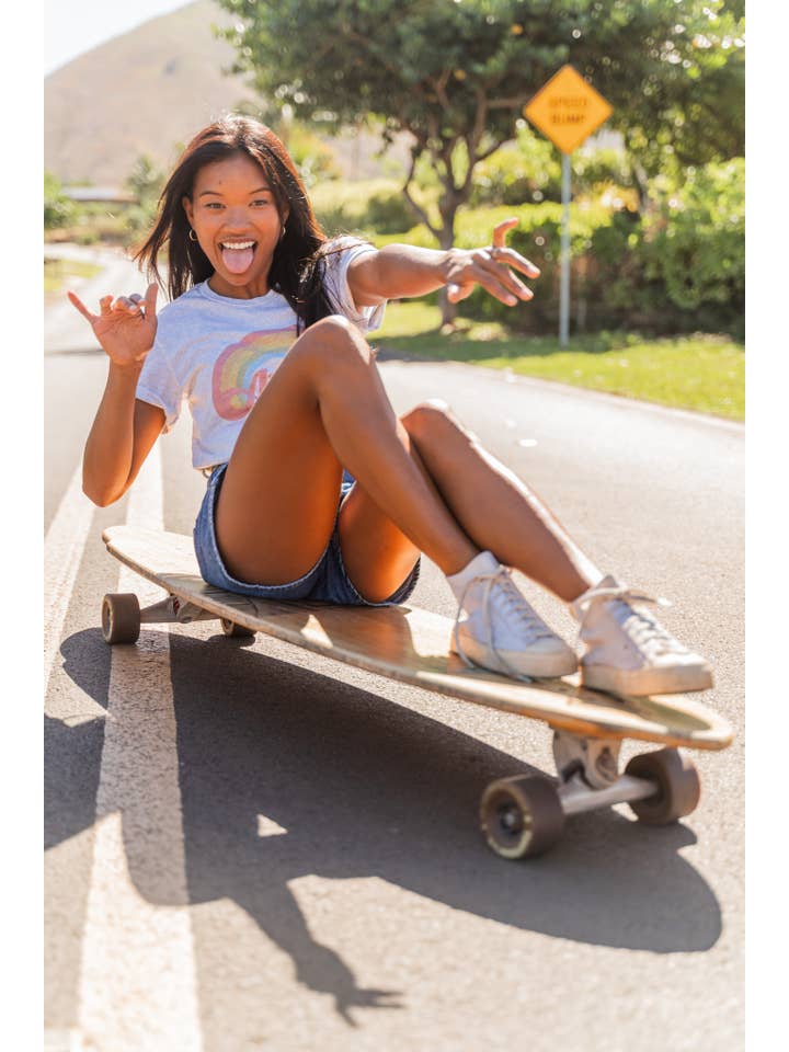 Aloha Lovely - Wholesale Screen Printed T-Shirt - Women's - Aloha Retro Rainbow Tee4