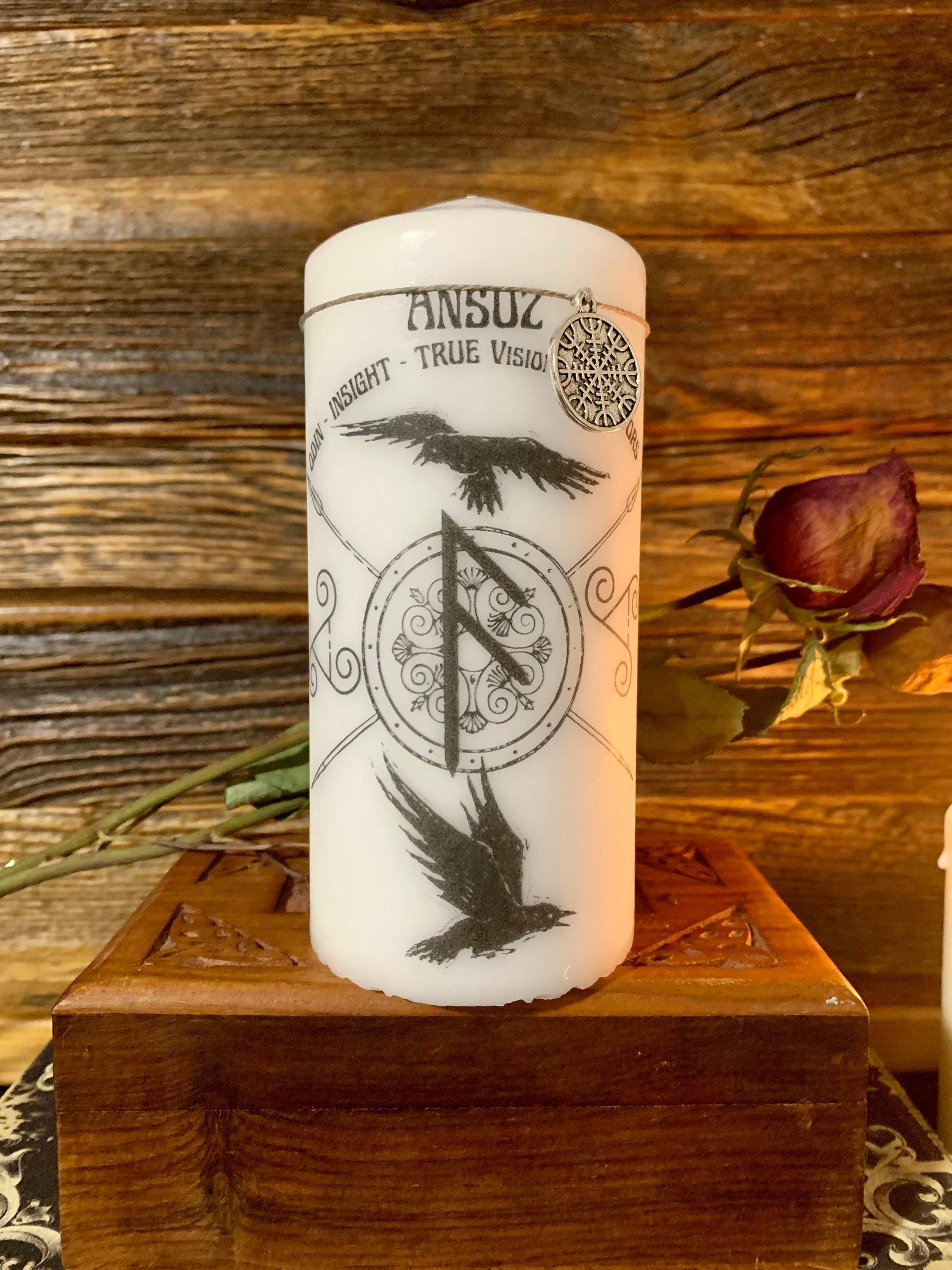 Krimson Canvas - Vente Bougies piliers - Bougie décorative Ansuz Rune Pillar0
