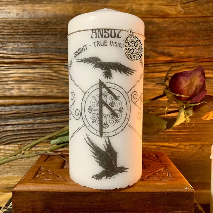 Krimson Canvas - Vente Bougies piliers - Bougie décorative Ansuz Rune Pillar