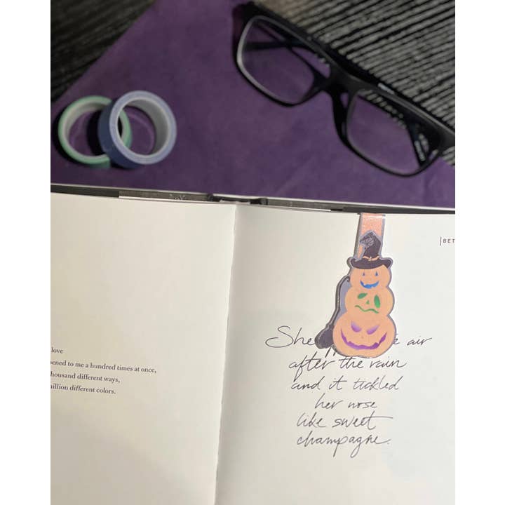 Pumpkin Stack Magnetic Bookmark for wholesale by ChaoticPossumDesigns