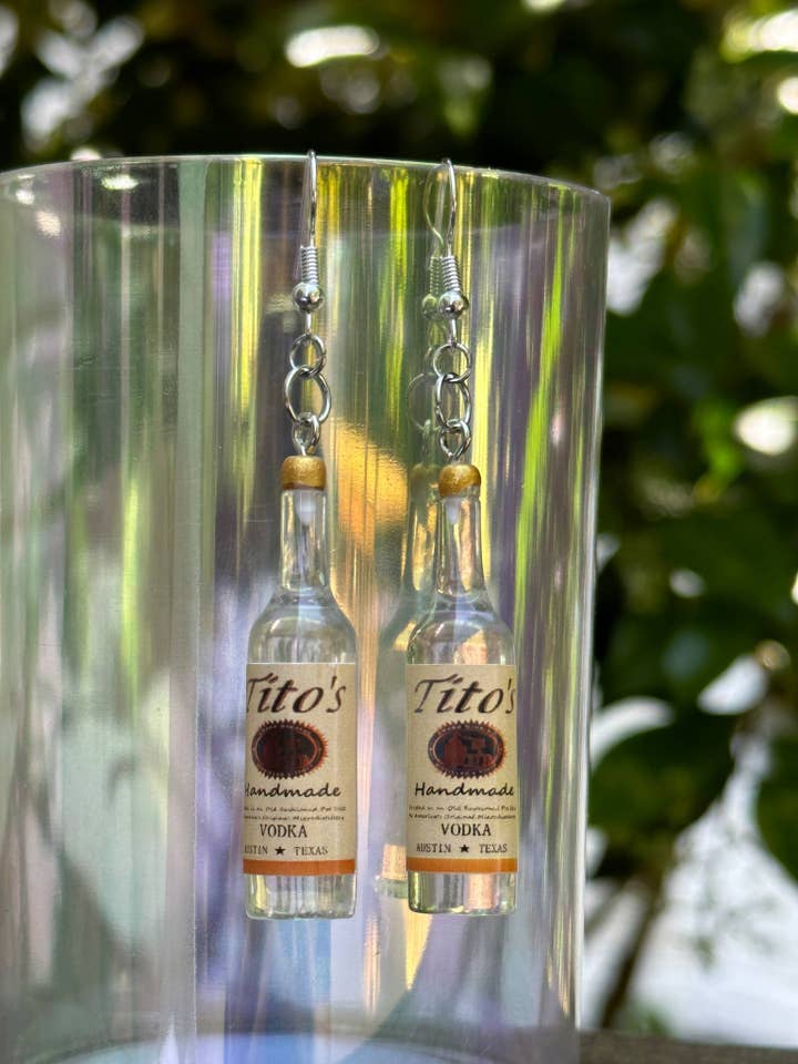 Miniature Vodka Bottle Earrings – Fun Liquor-Inspired for wholesale by Arcfo Jewelry