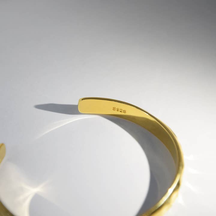 ROCK & STEEL - Wholesale Cuff Bracelet - Armreif WAVE 5 mm | 925 SILBER | vergoldet2