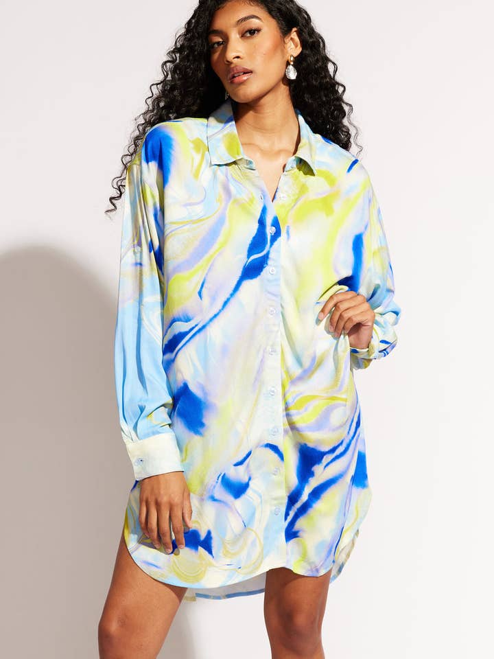 Sol Button-Up Shirt Dress Lenzing™ Ecovero™ for wholesale by Nomads Swimwear