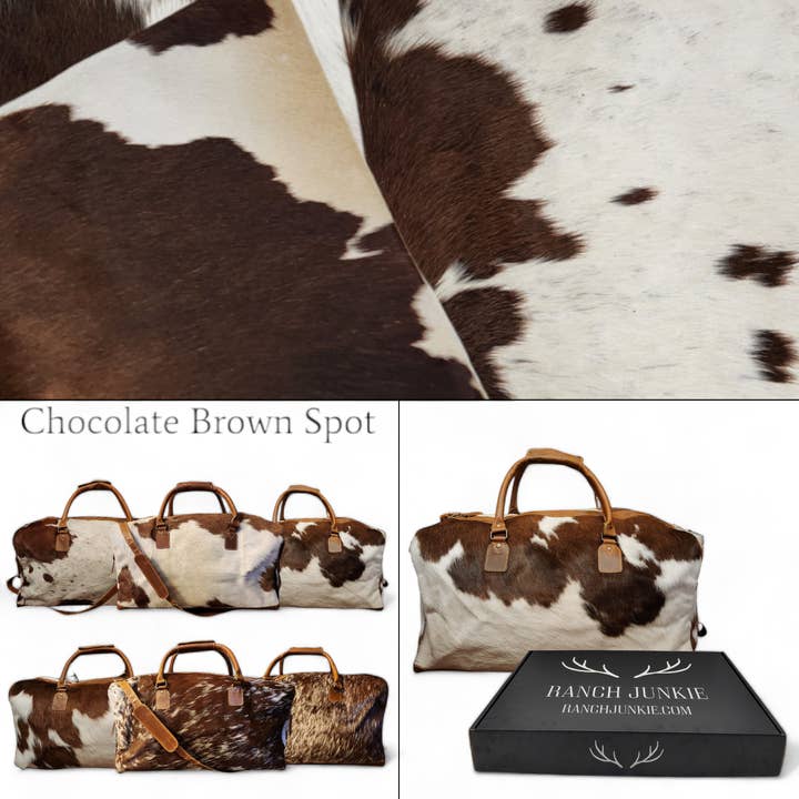 Ranch Junkie - Wholesale Weekender Bag - Unisex - Genuine Cowhide Duffel Bag The Highlands Saddle Large Cowhide Duffel21