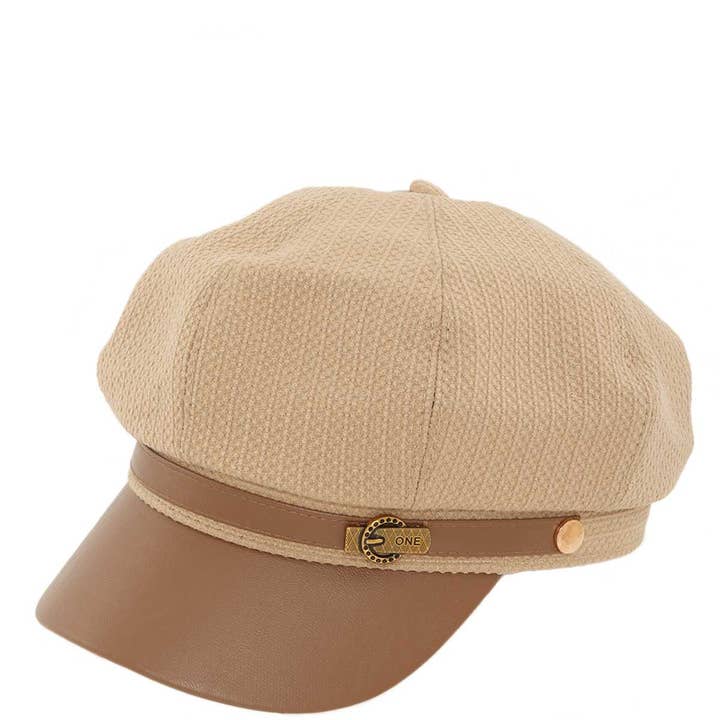 Shop Neighbors - Wholesale News boy/school boy hat – Women's - Newsboy Beret Cap with Faux Leather Visor3