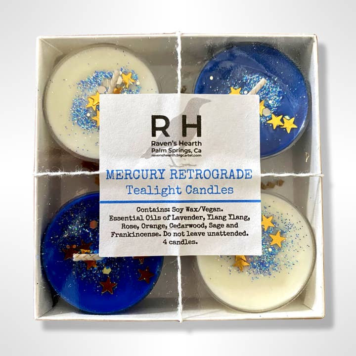 Mercury Retrograde Tea Light Candles  | Soy Wax | Vegan for wholesale by Raven’s Hearth