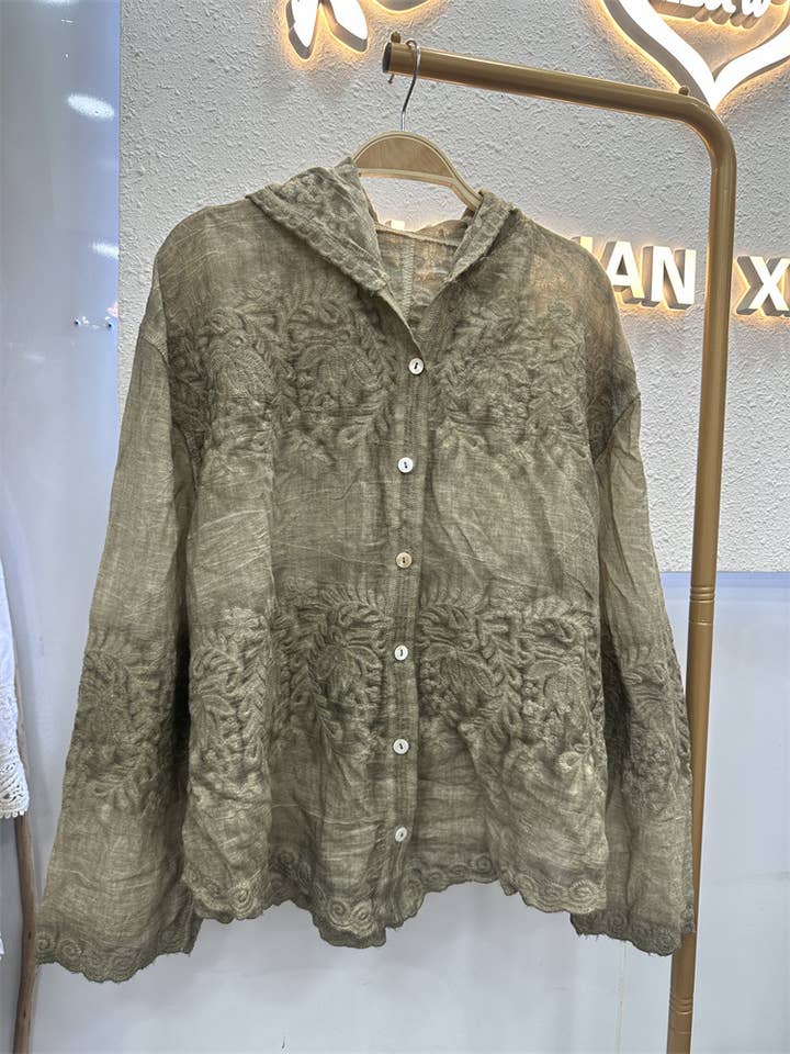 Hope & Sunshine - Wholesale Button Down Shirt - Women's - Embroidered Lace Blouse