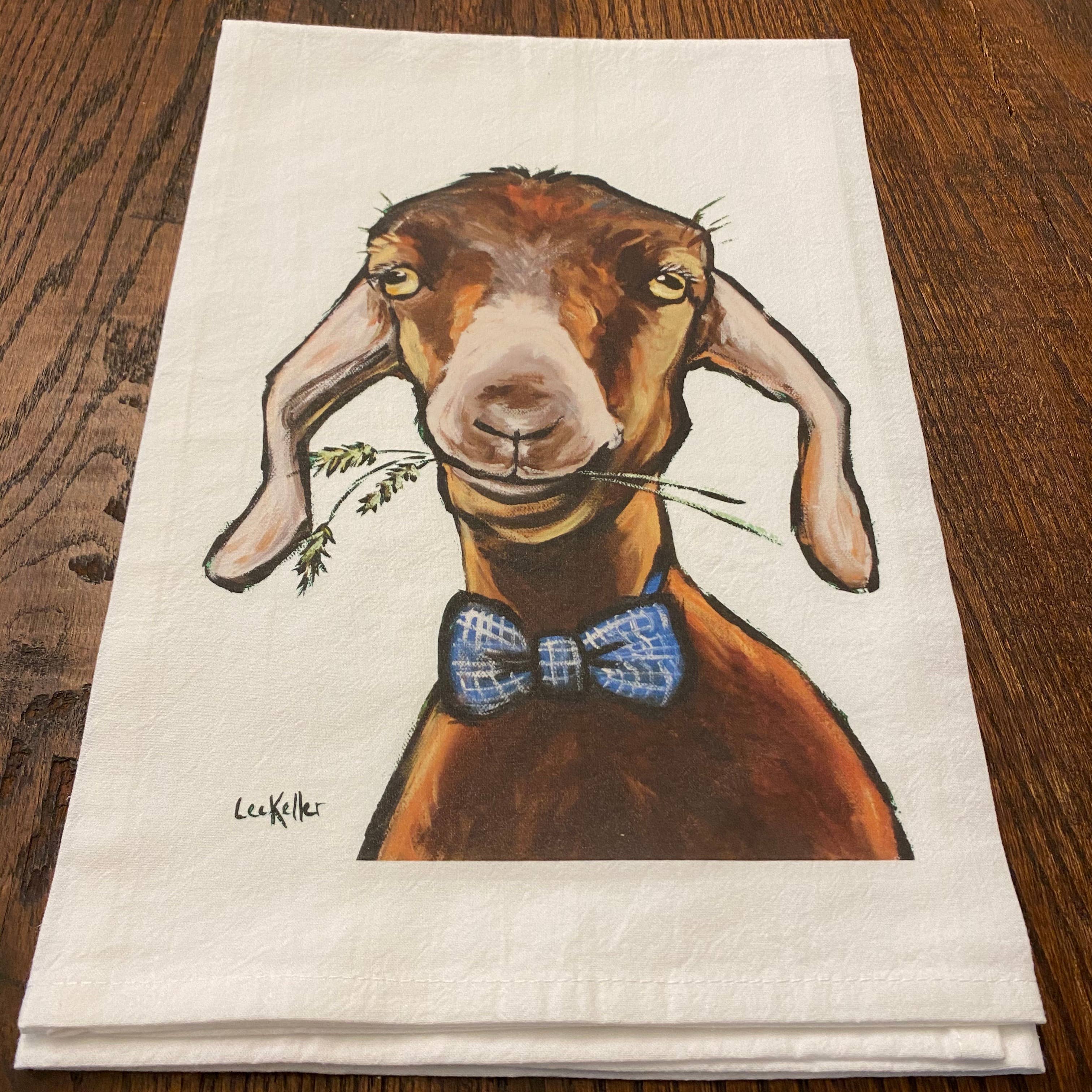 Hippie Hound Studios - Vente Torchons - Serviette de sac à farine de chèvre, décoration de ferme, torchon de chèvre3