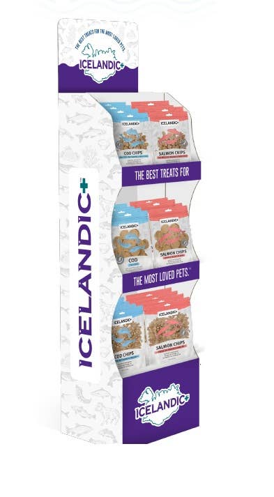 Icelandic+ - Vente Friandises – chien - Présentoir en carton pour friandises de poisson et chips1