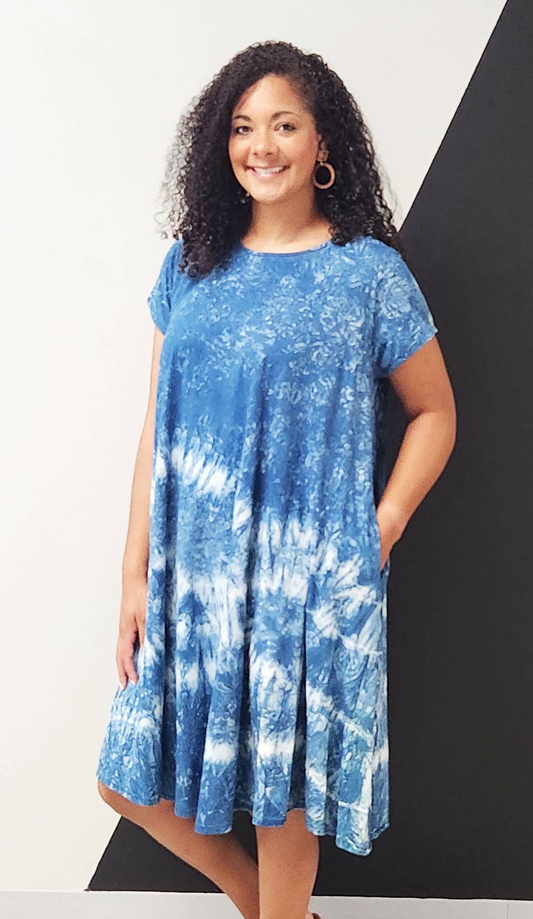 Zumi - Venta al por mayor Vestido - Mujer - Vestido azul anudado con bolsillos3