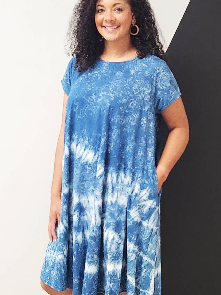 Zumi - Venta al por mayor Vestido - Mujer - Vestido azul anudado con bolsillos3