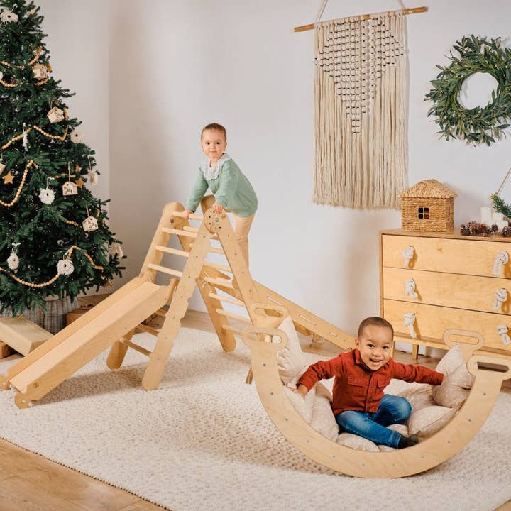 5in1 Montessori Climbing Set: Triangle Ladder + Arch/Rocker + Slide Board/Ramp + Netting rope + Cushion and other Purchase Wholesale roller coaster. Free Returns & Net 60 Terms on Faire trending on Faire.