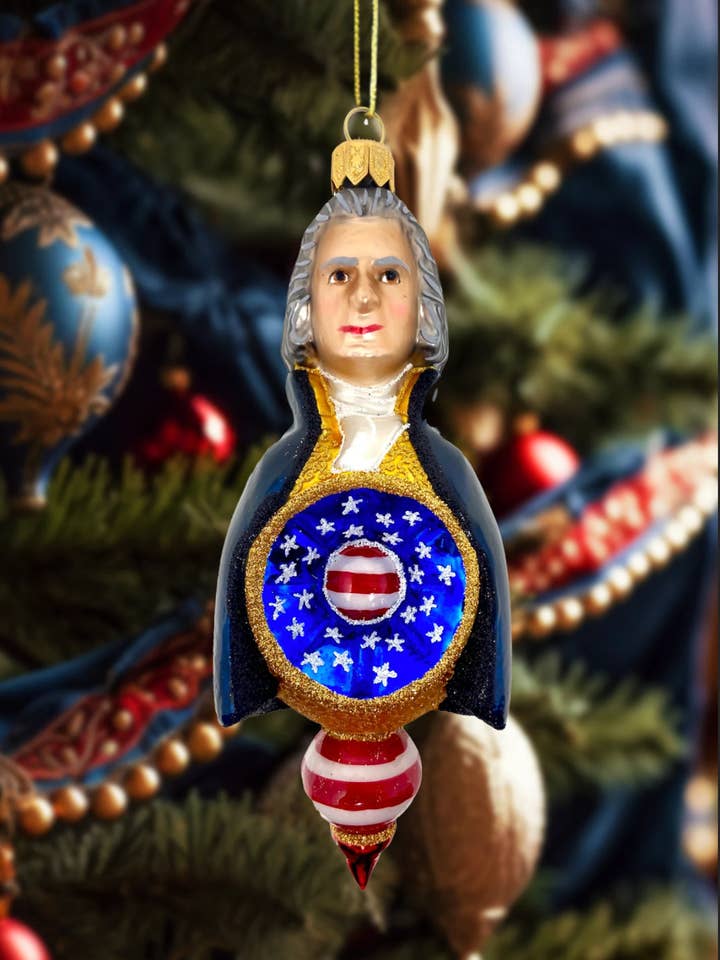 Thomas Jefferson Holiday Polish Glass Christmas Ornament for wholesale by Kenzies of London