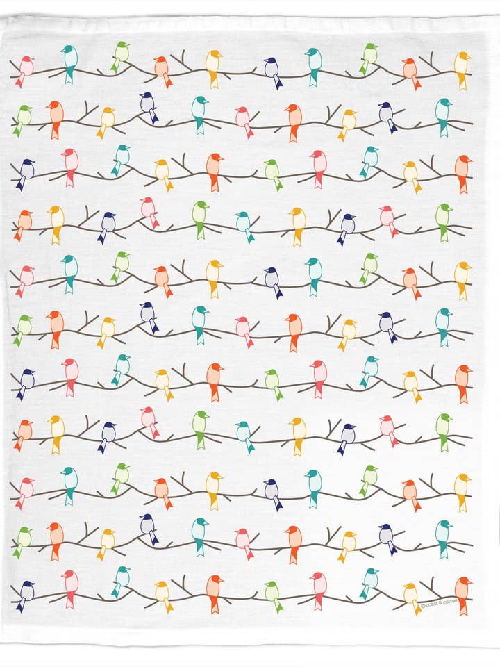 Birds on a Branch, Organic Cotton Tea Towel for wholesale by Coast & Cotton