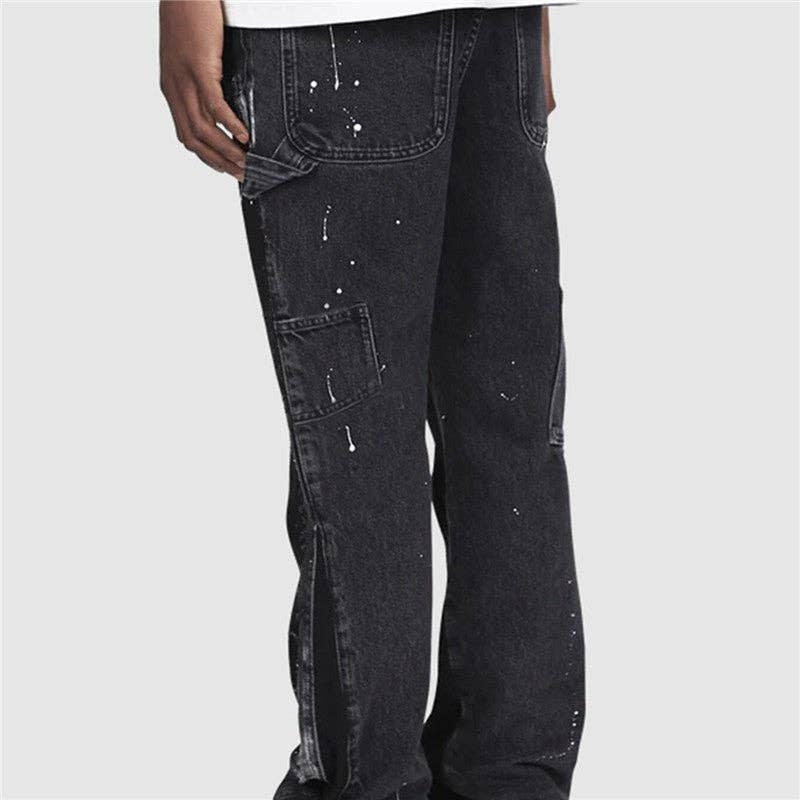 FurDecoration – calças de ganga - Homem por atacado – Calças jeans flare masculinas com patches adesivos2
