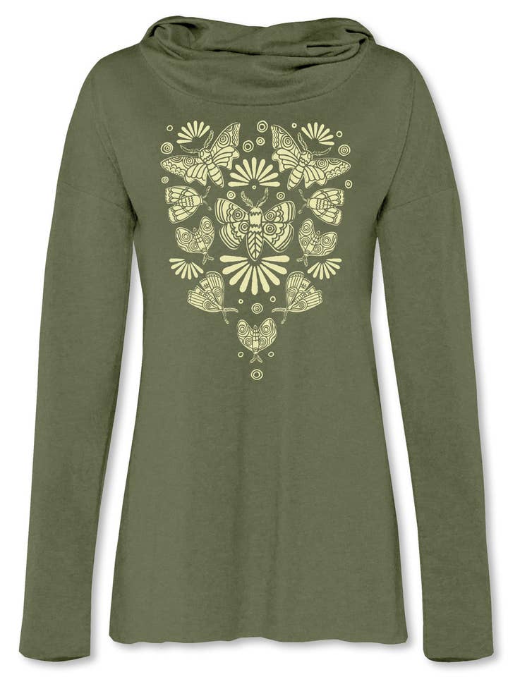 Mega Moth Cowl Yoga Hoody for wholesale by Soul Flower