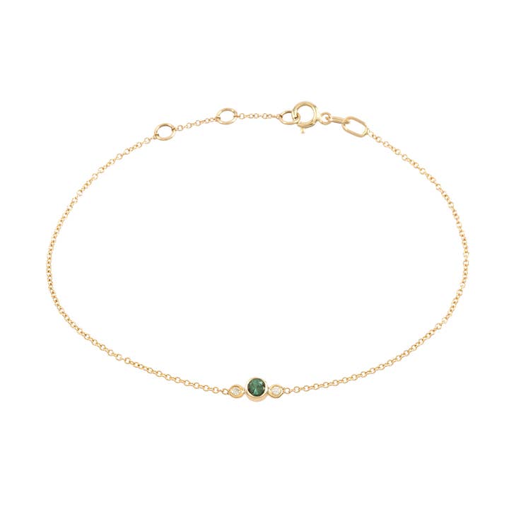 EDB376A pulseira kalliope turmalina verde, diamantes brancos por atacado de Eikosi Dyo