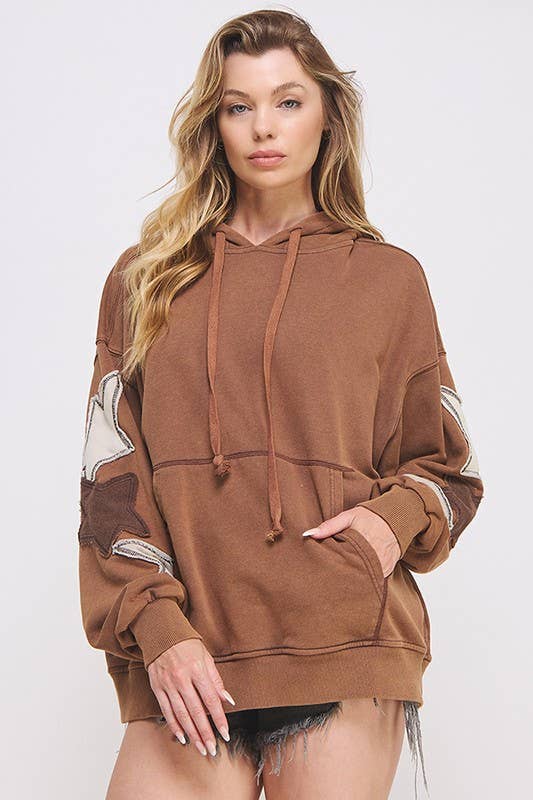 JADE BY JANE PLUS - Wholesale Hoodie - Dames - PLUS SIZE MINERAAL GEWASSEN LANGEMOUWEN STER GEPATCHTE HOODIE14