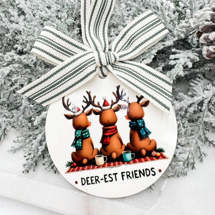 Deer-est Friends Ornament – Cute Christmas Gift for Besties – Reindeer Friend Group Ornament for wholesale by Embellish My Heart