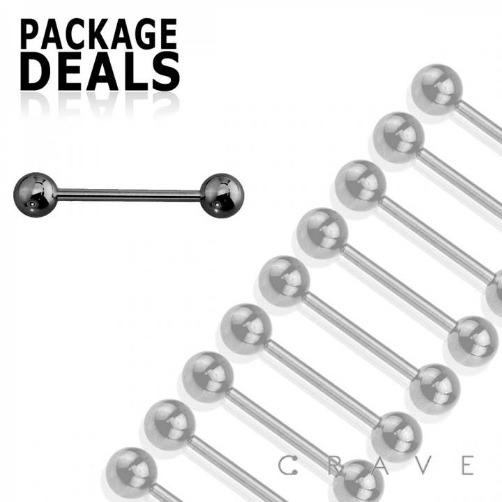 50 PCS OF BLACK PVD OVER 316L SURGICAL STEEL BARBELL W/ BALL for wholesale by CRAVE