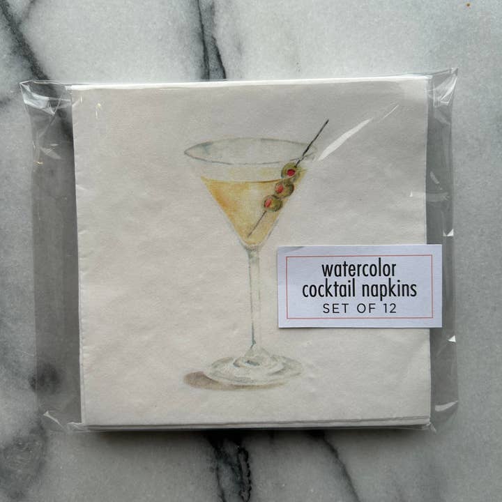 Dirty Martini Cocktail napkins - set of 12 for wholesale by Greco Design