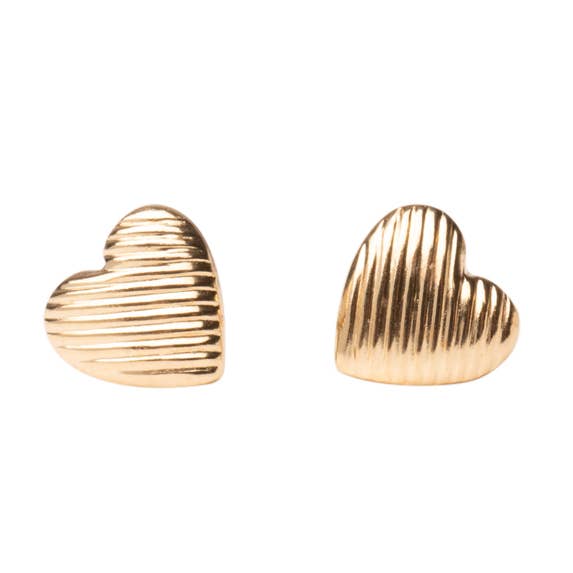 Rose Gypsy - Wholesale Stud/Post Earrings - Gold Line Heart Studs0