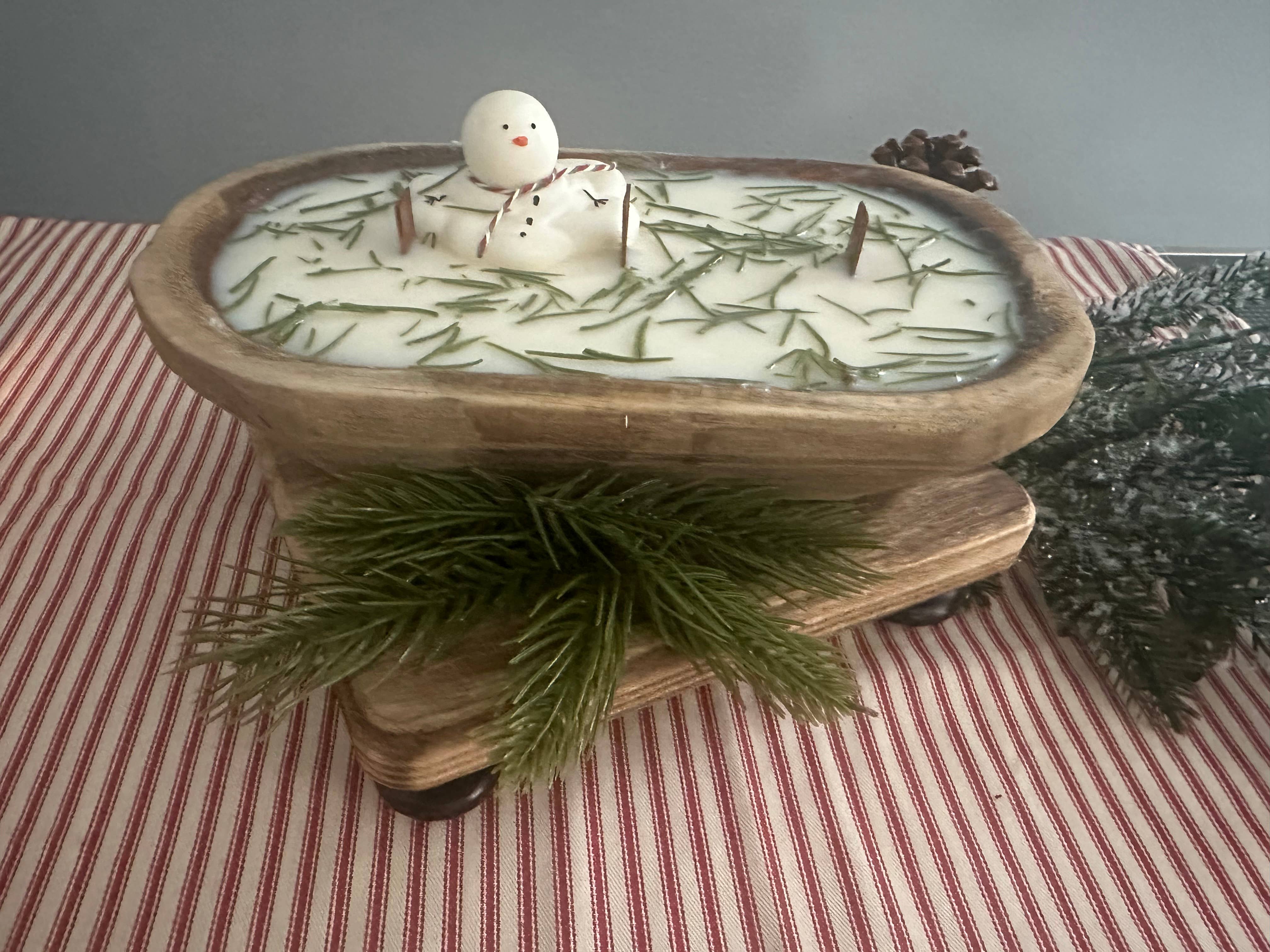 Shells Primitives/No Place Like Home - Wholesale Jar/Filled Candle - Snowman Dough Bowl Soy Wax Candle 1
