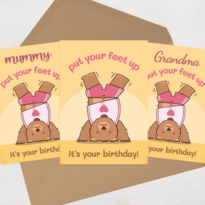 Cute Birthday Cards - Teddy Bear Card - Yoga, Meditation for wholesale by OCD Greeting Cards