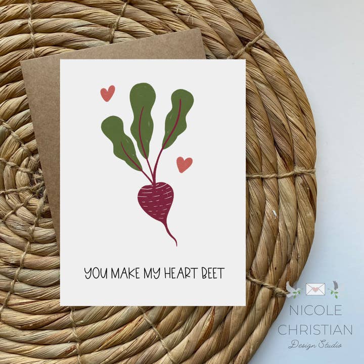 Nicole Christian - Illustration - Wholesale Love Card - You make my Heart Beet -Greeting Card beat - food puns love