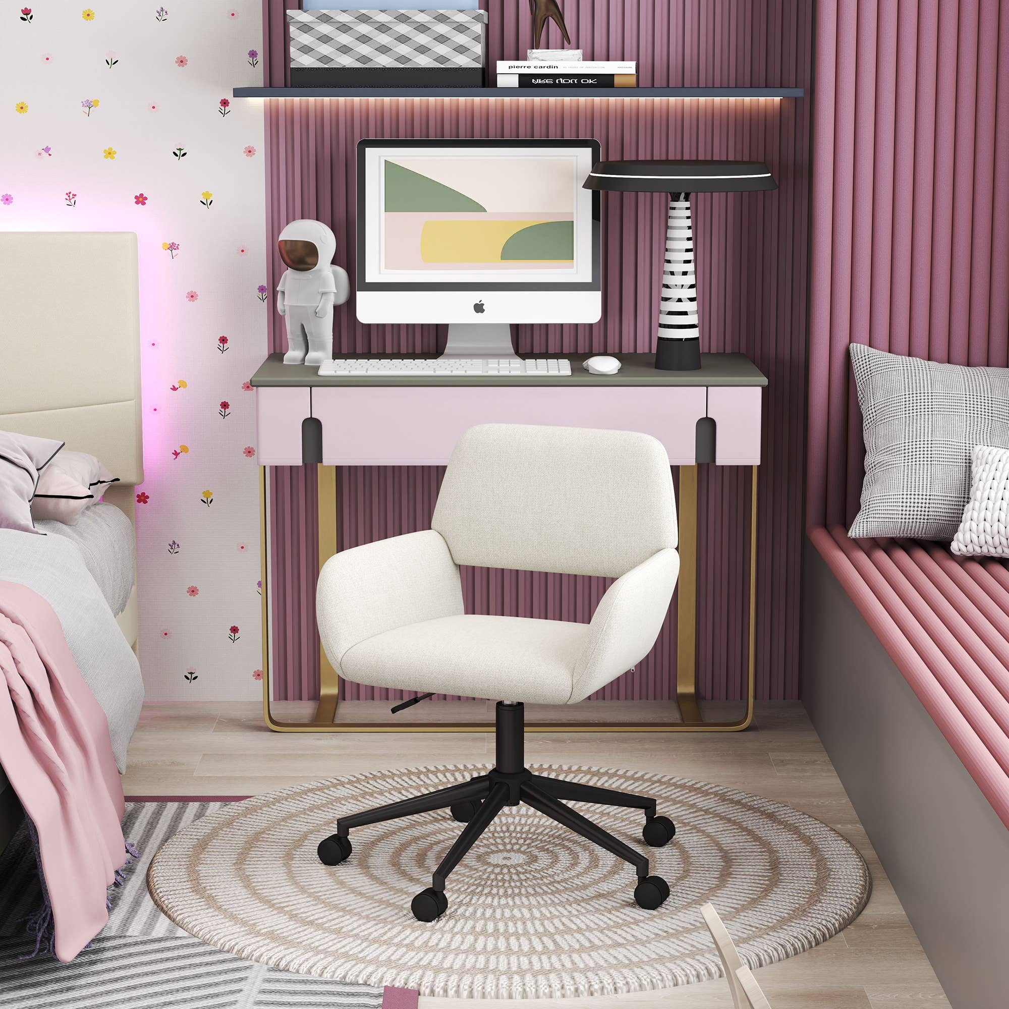 HOMYCASA DESIGN INC - Wholesale Chair - Modern Upholstered Suede Office Chair with Adjustable Height1