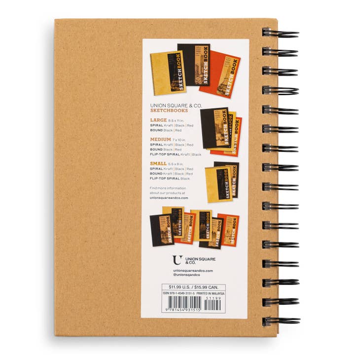Hachette Book Group - Wholesale Sketchbook/Sketchpad - Small Sketchbook 5.5 x 8"- Spiral Hardcover (Kraft)