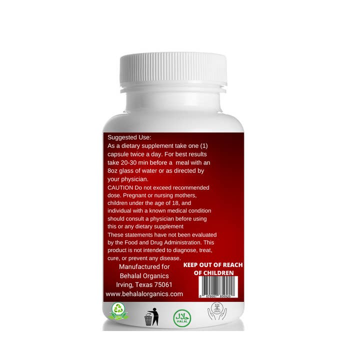 Behalal Organics - Venta al por mayor Suplementos/vitaminas para beber - Blood Sugar Formula Capsule Premium Support con Abere