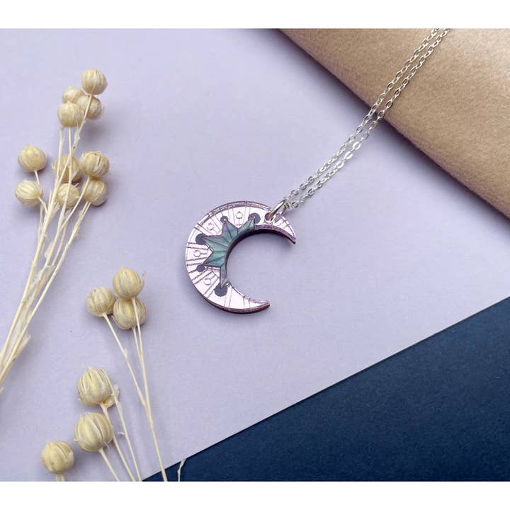Rosa Pietsch - Wholesale Pendant/charm necklace - Aurora Moon Pendant Necklace - Lilac & Galaxy Marble1