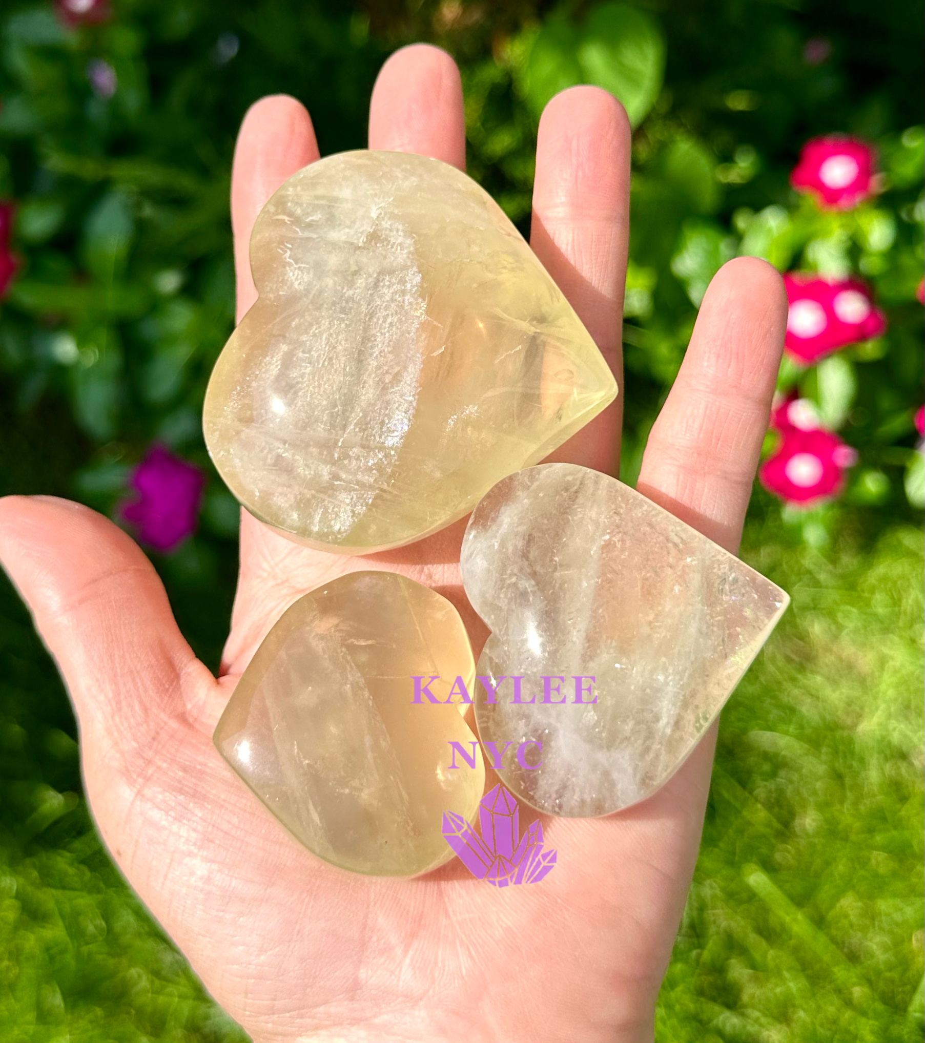 KayleeNYC - Wholesale Spiritual Stone/Crystal - 2 lb Natural Lemon Quartz Heart Crystal Heart Healing Energy4