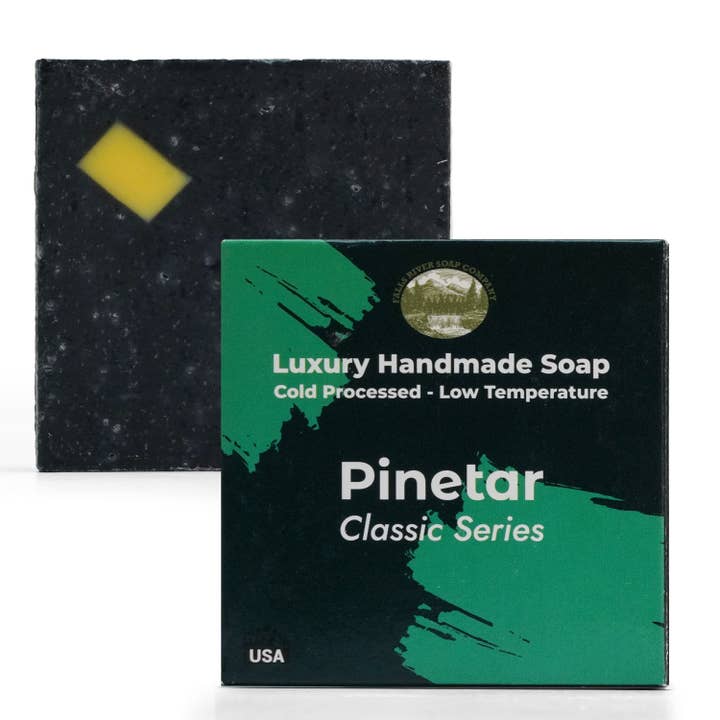 Pine Tar 5oz Soap Handmade Soap bar - Cherry Almond, oatmeal as exfoliant - Pure Essential Oil Natural Soaps- Anniversary Wedding Gifts Christmas stocking stuffer cherry blossom - Falls River Soap Company for wholesale by Falls River Soap Company