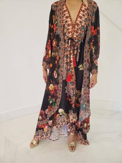 Ranee's - Wholesale Kimono - Women's - 684 black floral duster - BACK IN STOCK4