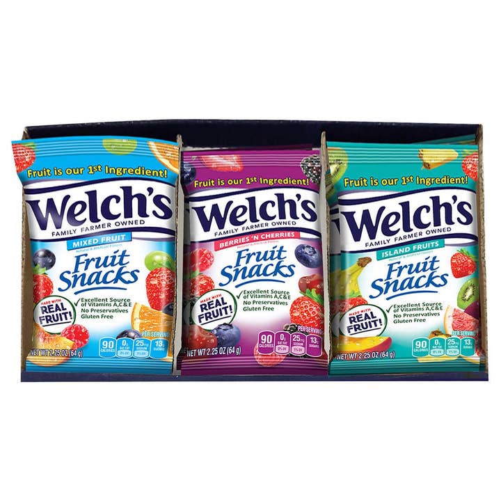 Welch's Fruit Snack 3 Flavor Variety Tray 2.25oz 16ct for wholesale by Long Island Candy Factory