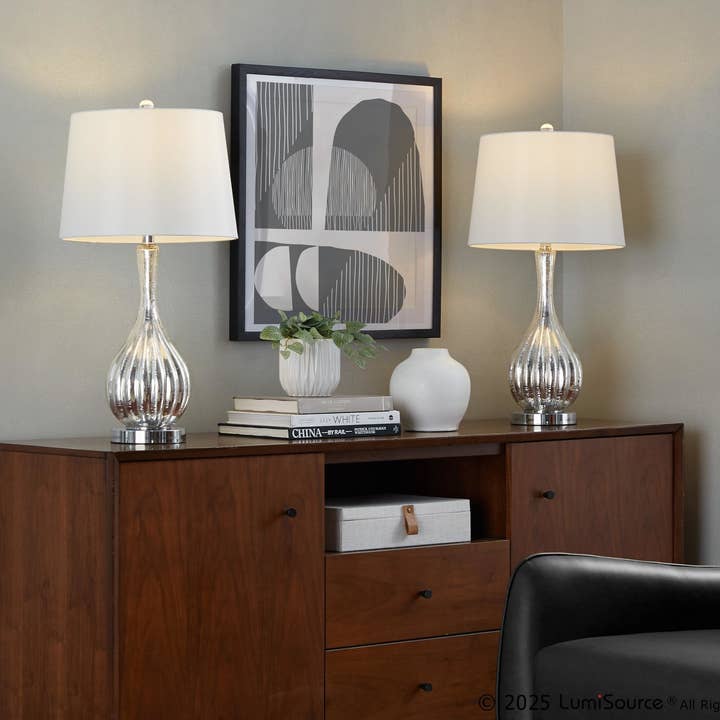 Jenny 27" Table Lamp - Set of 2 in Silver Crackle Glass for wholesale on Faire5