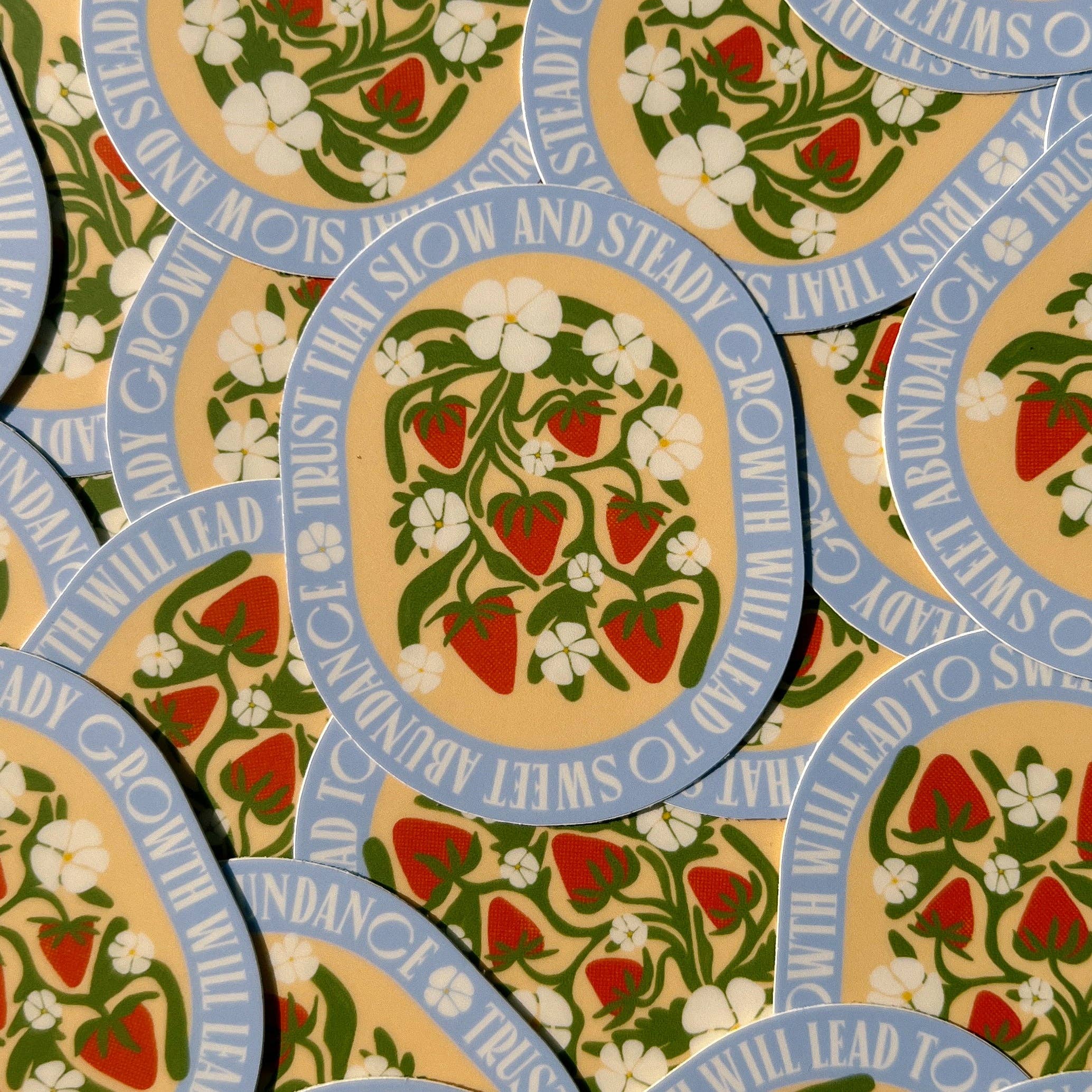 The SoulShine Co. - Wholesale Sticker - Strawberry Abundance Quote - Vinyl Sticker3