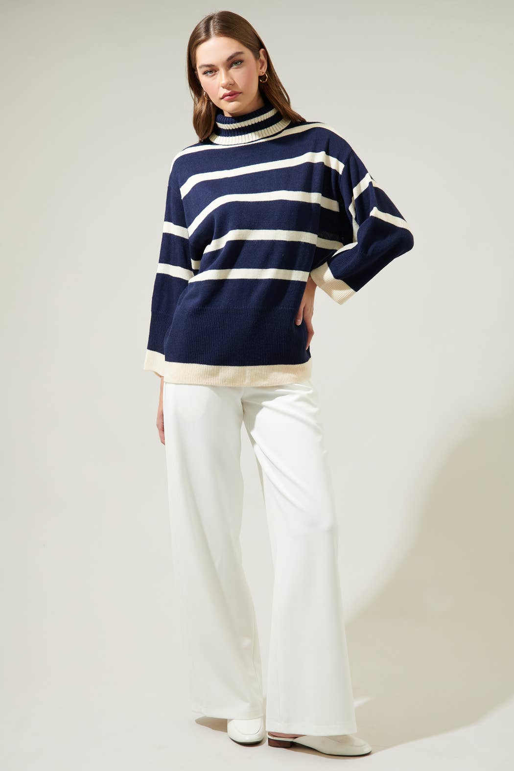 Sugarlips - Wholesale Knit Sweater - Women's - Hailey Hunter Striped Turtleneck Sweater6