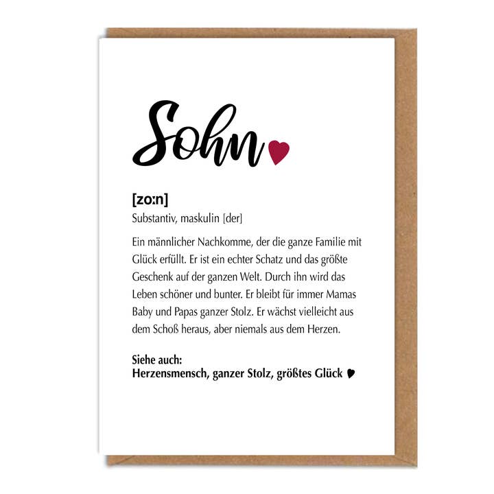 Farbrausch - Wholesale Everyday Greeting Card - Card definition son with envelope